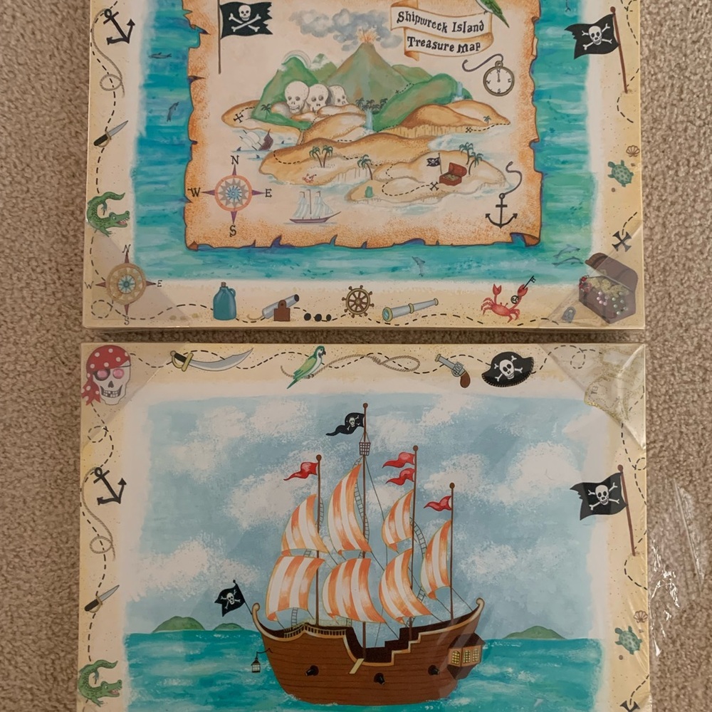 Pirate Canvas Wall Art Set of 2 - Adorable Kids Art Decor